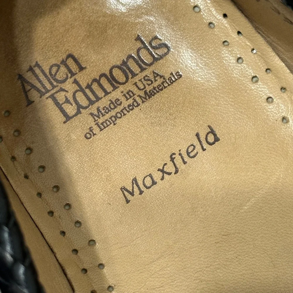 Allen Edmonds Maxfield Loafers Mens 13 Black Tassel Braided Leather Dress Shoes